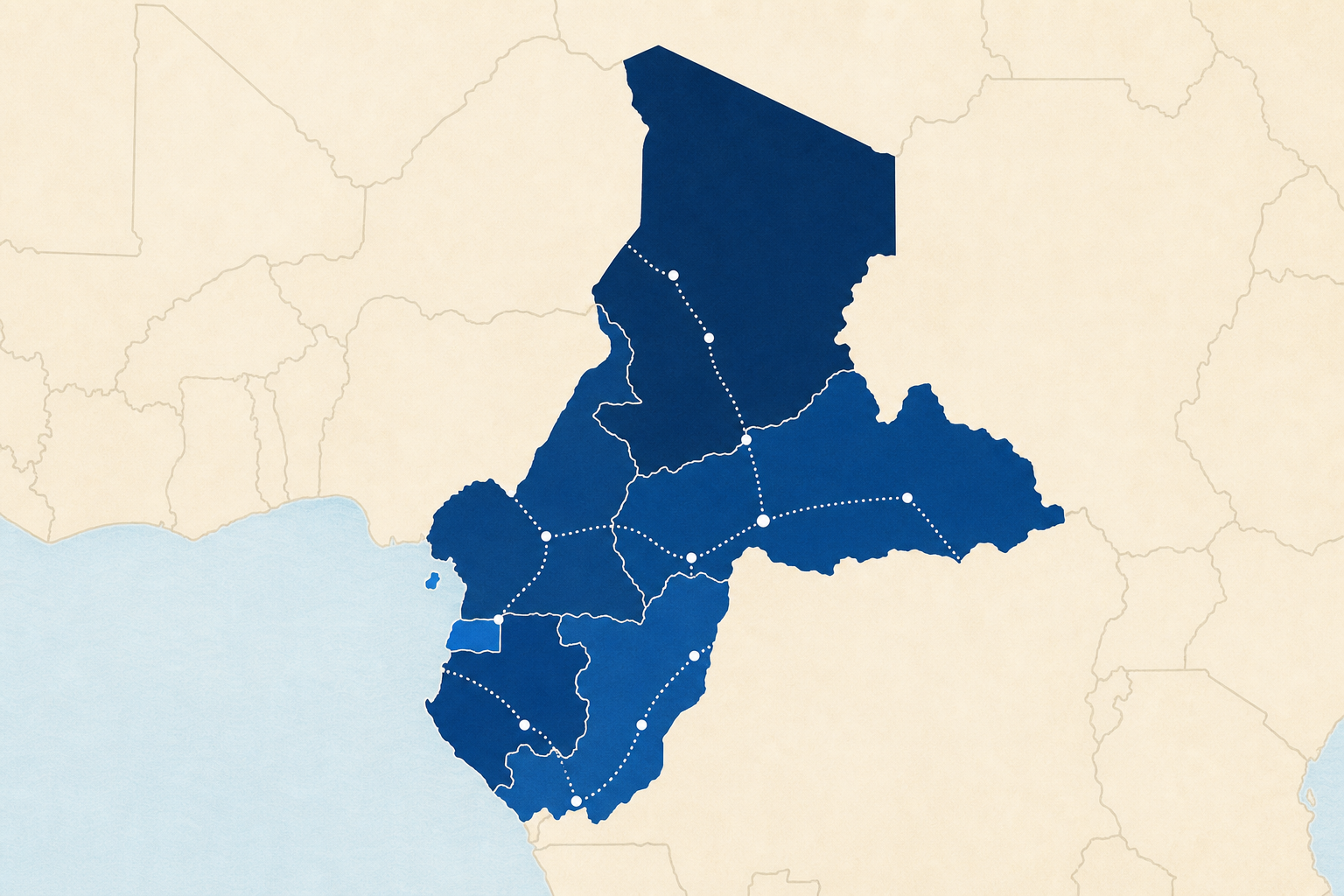 Carte simplifiée des corridors CEMAC